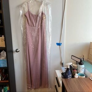 David’s Bridal Quartz Crepe-Back Satin Spaghetti Strap Bridesmaid Dress Size 6